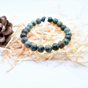 8mm African Turquoise Beads Bracelet, Minimalist Turquoise Bracelet